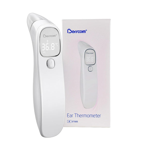 Berrcom Forehead and Ear Thermometer for Adults and Kids, Digital Infrared Touchless Medical Thermometer with LED