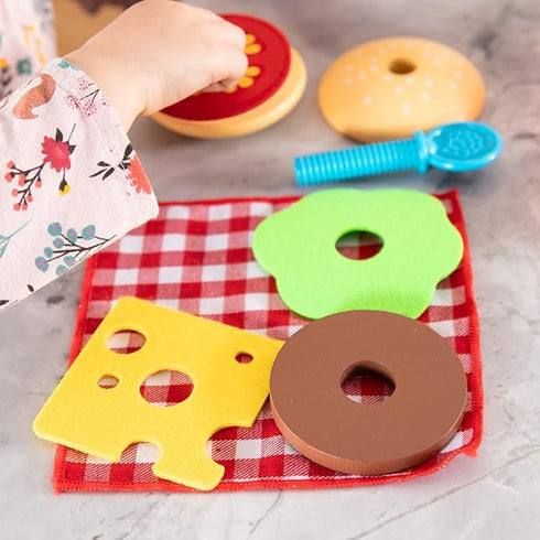 Set 3 7 Fat Brain Toys Pretendables Burger & Fries - Imaginative Play Food for Ages