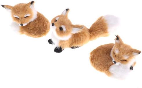 GUDVES Squatting Brown Fox Toy Model, Simulation Fox Home Decoration with Static Action Figures