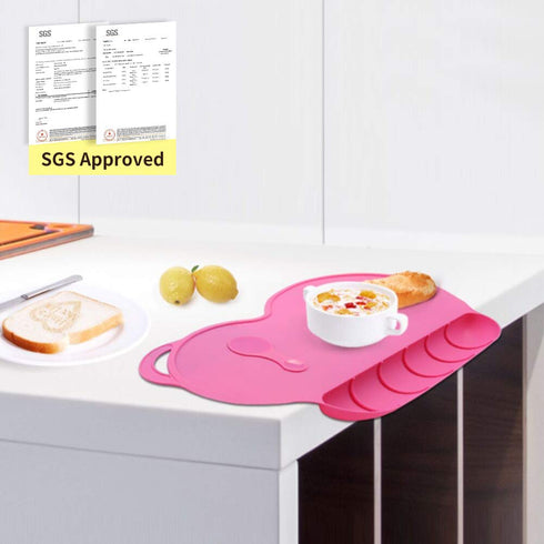 Silicone Baby Placemat, Food Grade Reusable Travel Mat for Kids, Portable Washable Restaurant Food Mat for Toddler