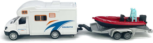 Metanyl 3 4 5 6 7 Motorhome Camper Trailer Towing Speed Boat Model Diecast Toys for Boys Pull Back RV Toy Vehicle