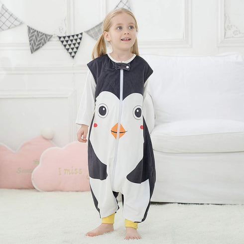 MICHLEY Toddler Sleeping Sack with Feet - Newborn Infant Sleeveless Sleeping Bag, 2-Way Zipper, Penguin, 3-5T