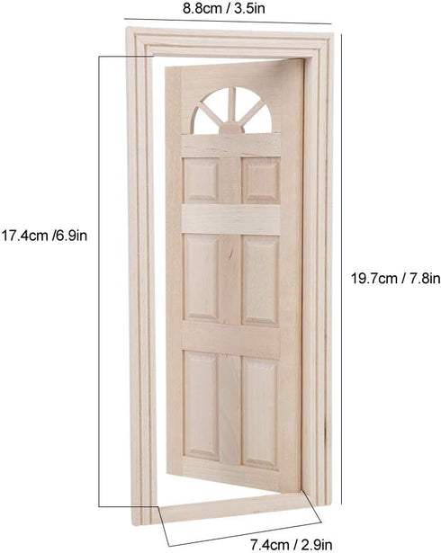 Dollhouse Door, 1:12 Wooden Miniature Simulated Door Model Toy Accessory for Doll House