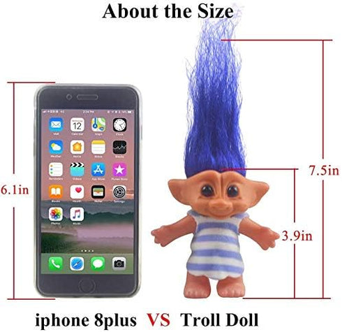2packs Vintage Troll Dolls Set, Retro Chromatic Troll Dolls for Collections, School Project, Arts and Crafts