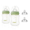 Baby Bottle Glass Wide Neck, Closer to Breastfeeding, Slow Flow Nipple, Anti-Colic,