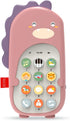 Baby Cell Phone Toy with Early Education & Music - Learning Educational Dinosaur Fake Phone Fun for Kids (Pink)