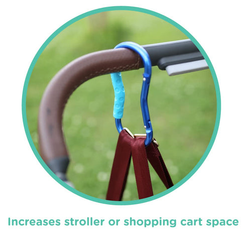 Nuby Large Handy Hook Carabiner Stroller Clip, Textured Soft Grip, Colors May Vary