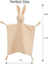 insular Bunny Lovey Blanket for Boys and Girls, Organic Cotton Muslin Security Blanket for Babies, Soft Breathable Lovie Soothing Towel for Newborn and Infant, 2 Pcs Set (Khaki&Pink)