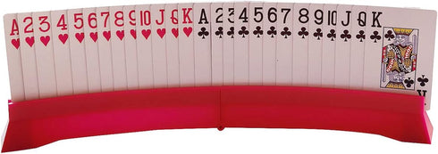 2 Pack Foldable Card Holders for Playing Cards, Curved Game Card Holder Rack for Kids Seniors, Bridge Canasta