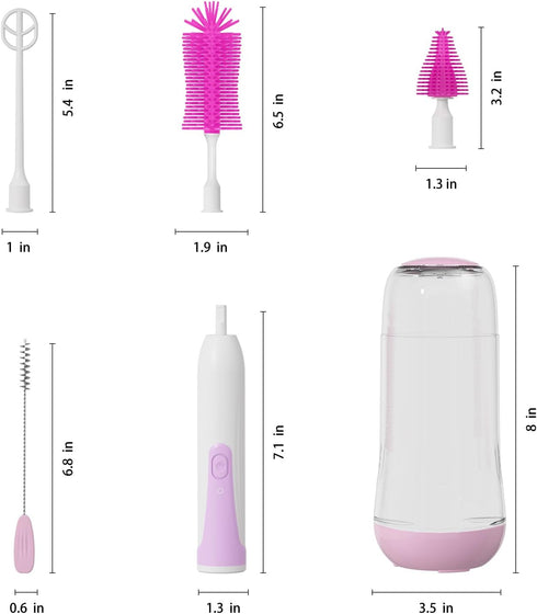 Set Electric Bottle Brush Cleaner, Portable Baby Bottle Washer, Travel Bottle Cleaner Brush with Silicone Bottle