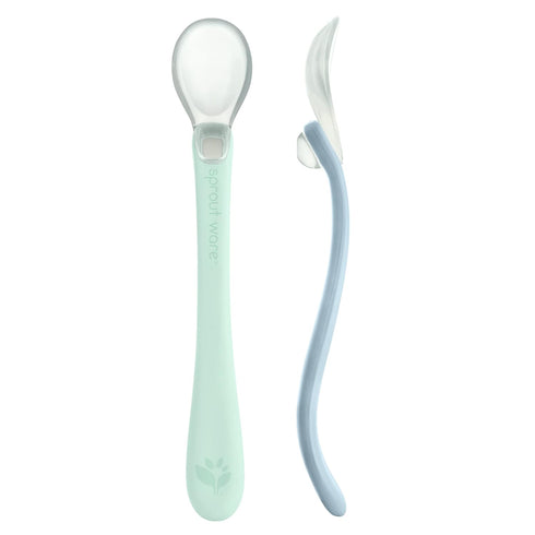 Silicone and Sprout Ware First Food Spoons-Light Sage/Light Blueberry