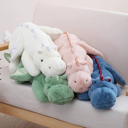 Dragon Stuffed Animal, 35.4 Inches Medium Plush Toy for Kids, Very Cute Plushie Dragon in Pink, White, Green, and Blue