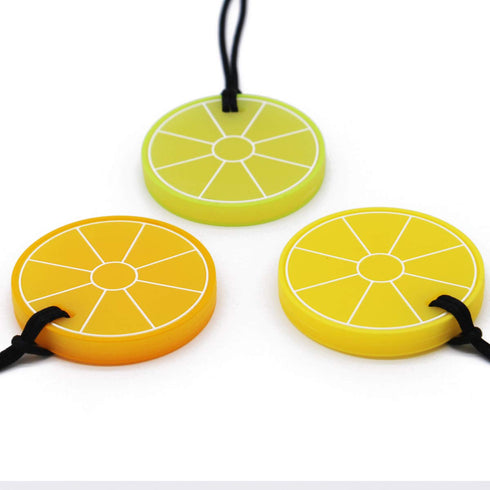 (3 Pack) Xtra Tough Lemon Sensory Chew Necklace - Chewing Necklace Teething Necklace Teether Necklace Chew Toys