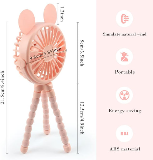 Keweis Stroller Fan - Mini Handheld Octopus With Flexible Tripod for Car Seat, Student Bed, Bike - USB Rechargeable