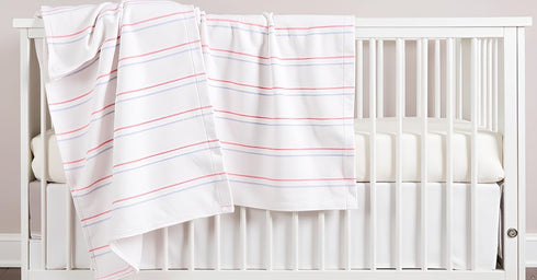 100% 36x36 3-Pack Linteum Textile Supply Hospital Receiving Blankets for Newborns Cotton, in, White W/Light Blue