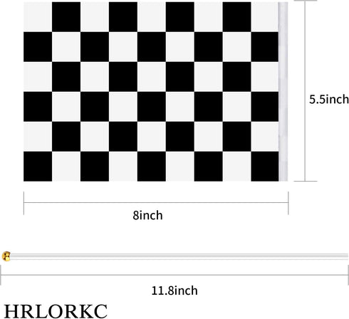 98ft Checkered Black & White Pennant Banner, Racing Flags with 20Pcs 11.8 Inch Plastic Sticks