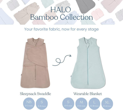 Cozy 3-Way 2 2 HALO SleepSack SuperSoft Swaddle, Bamboo Viscose, Adjustable Swaddle, Way Zipper, TOG