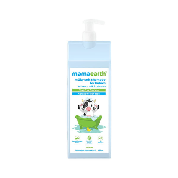MAMAEARTH Baby Milky Soft Shampoo, Gentle Cleansing with Oats Milk & Calendula, 13.53 Fl Oz