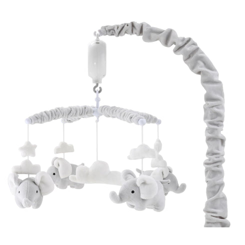 The Peanutshell Crib Mobile for Girls or Boys - Soft Grey Musical