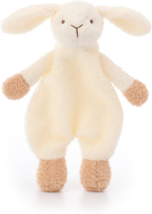 Apricot Lamb Stuffed Animals Security Blanket, White Bunny Rabbit Character, Luxury Snuggler Plush, 10 Inches