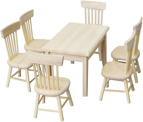 Toddmomy Doll Furniture Set, Miniature Table Chair for 1/12 Scale Dollhouse Kitchen Decoration
