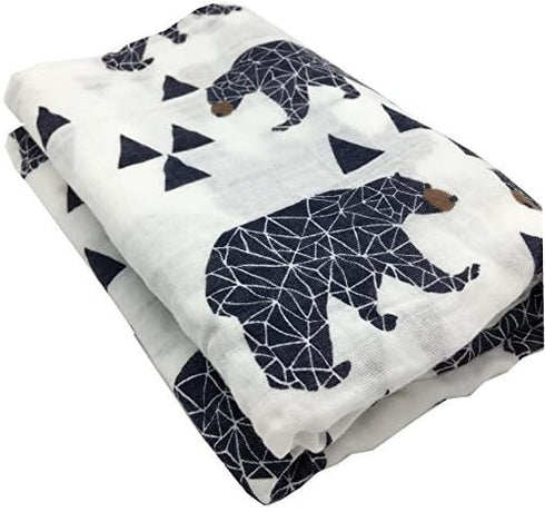 47" 47" Cute Organic Cotton Muslin Swaddle Blankets Premium Receiving Blanket for Boys & Girls x Baby Bear Blanket