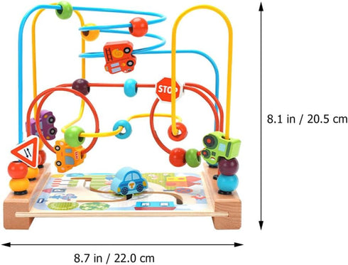 Alasum Toddler Car Toys, Bead Maze Toy, Funny Round Wooden Roller Coaster for Kids