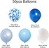50pcs 12 inch Royal Blue Confetti Latex Balloons, Light Blue Baby Blue and White Party Balloons for Birthday Wedding