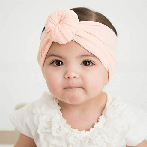 Qandsweet Baby Headbands, Circle Bows Knotted Soft Silk Nylon Headwraps for Newborn Infant Toddlers