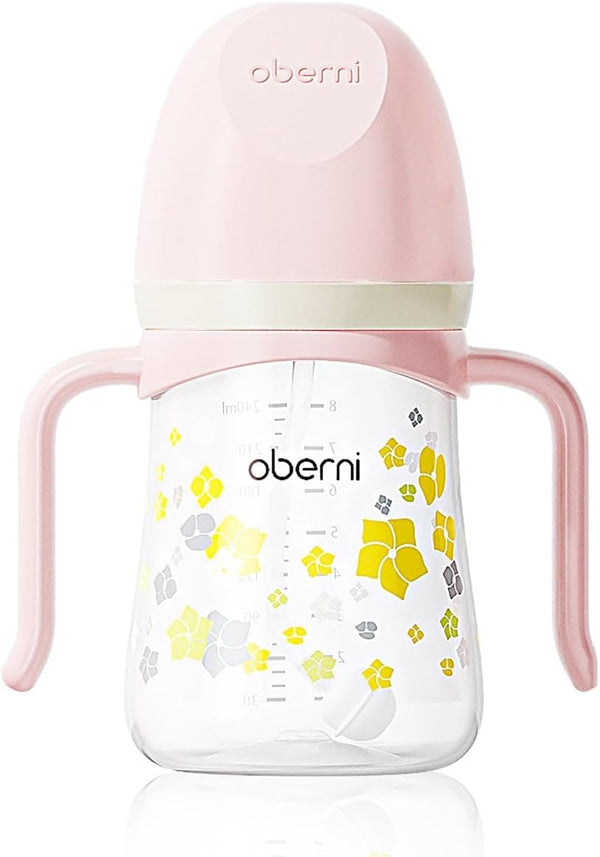 Oberni Toddler Sippy Cup, Weighted Straw Baby Drinking Water Bottle with Valved