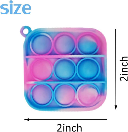 HENXING 120 Pcs Tie Dye Squeeze Pop Bubble Simple Fidget Sensory Toys, Keychain Wrap Small Pop Bulk Classroom Prizes