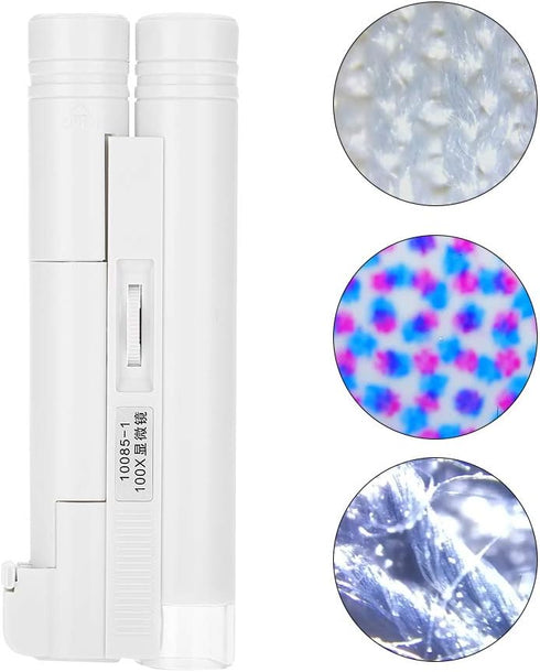 Handheld 100X Magnifier with Light, Mini Pocket Microscope for Kids Aged 3-12 Years, Student Gifts