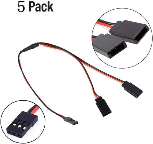 5Pack ShareGoo 30CM 1 Male JR Plug to 2 Female JR Plug Y Cables for RC Car Trucks Airplanes