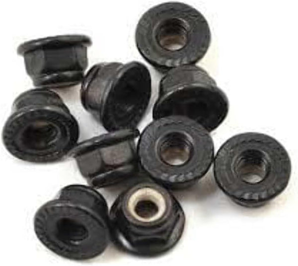 Traxxas 8347 Nuts 4mm Flanged Nylon Locking Serrated (Black) (10)