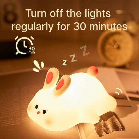 Ocegaoem Dimmable Bunny Night Light, Cute Silicone Rabbit Lamp, LED Nursery Nightlight, Rechargeable Touch Control