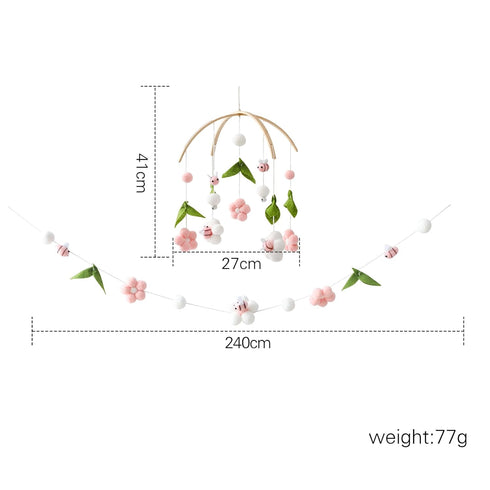 Set Baby Mobile for Crib, Crib Nursery Mobile for Boys Girls, Boho Bee Flower Nursery Decor Soothe Toy Baby Shower