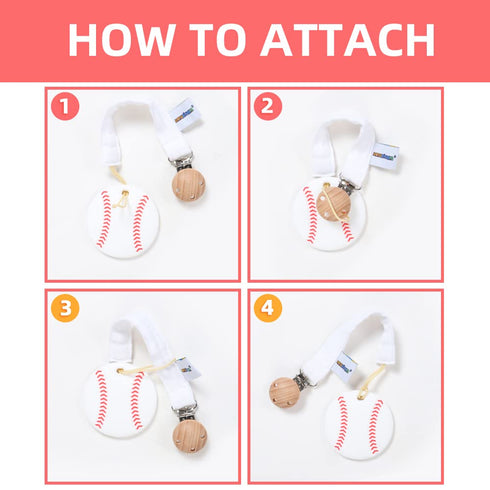 Set 3 Baby Food Grade Silicone Sports Shape Teether Toy with Pacifier Clip Holder,Teething Pain Relief Toys Gift