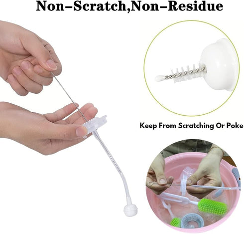3 PCS Baby Bottle Cleaning Brush, Durable Silicone Bottle Brush for Washing Baby Bottles, Vases, and Glassware
