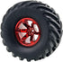 4PCS 1/10 RC Monster Truck Wheel and Tire Set, 135MM Rubber Tyres and 6 Spoke Plastic Wheel Rims (Red)