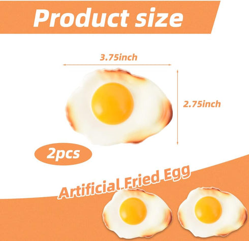 2pcs Fake Fried Egg Simulation Artificial Food Play Food Model Play House Kitchen Decoration