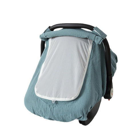 Muslin Cotton Baby Car Seat Cover for Boys and Girls, Summer Infant Car Seat Canopy with Breathable Mesh Window,