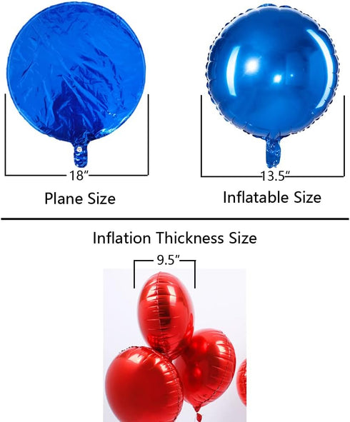 18" Blue Round Shaped Mylar Foil Balloons, Pack of 20 for Birthday Party Wedding Baby Shower Decorations