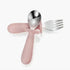PandaEar 4 Set Baby Toddler Silicone Stainless Steel Utensils, BPA Free with Anti-Choke Design (Pink & Grey)