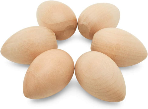 Pack 50 2 Inch Fake Eggs to Paint, of Smooth Standable Wooden Eggs for Crafts, Wooden Easter Egg Decor, Wood Chicken