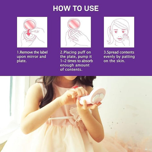 SPF50+ Set 1 1 Peachand Baby Kids Mineral Sun Cushion PA++++, Korean Skin Care, Pink ribbon with Cushion and Refill