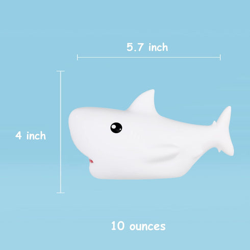 7-Color TriPro Silicone Shark Night Light for Kids Nursery Soft Touch LED Baby Room Lamp, Touch-Control USB