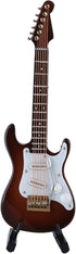Dselvgvu 5.49"x1.76"x0.48") Wooden Miniature Electric Guitar with Stand and Case Mini Musical Instrument Electric