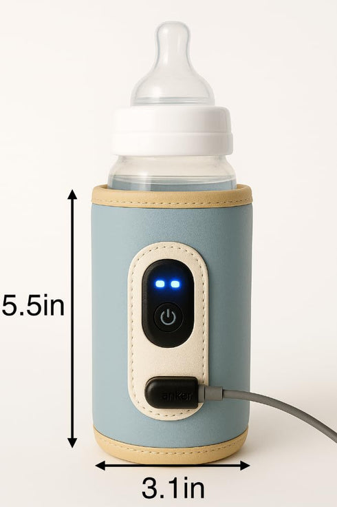 Generic Travel Baby Bottle Warmer with USB Digital Display, Adjustable Heating, Insulated Portable Sleeve for Warming