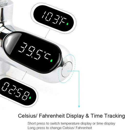 Lithx 360 0~100 Shower Thermometer, LED Digital Display Bath Water Thermometer Celsius Rotating Screen Baby Fahrenheit