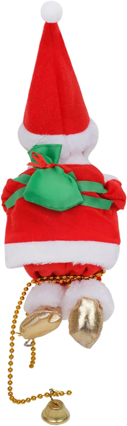 Climbing Santa Claus 9" Christmas Ornament - Battery Operated Toy with Light Music and Animated Climbing